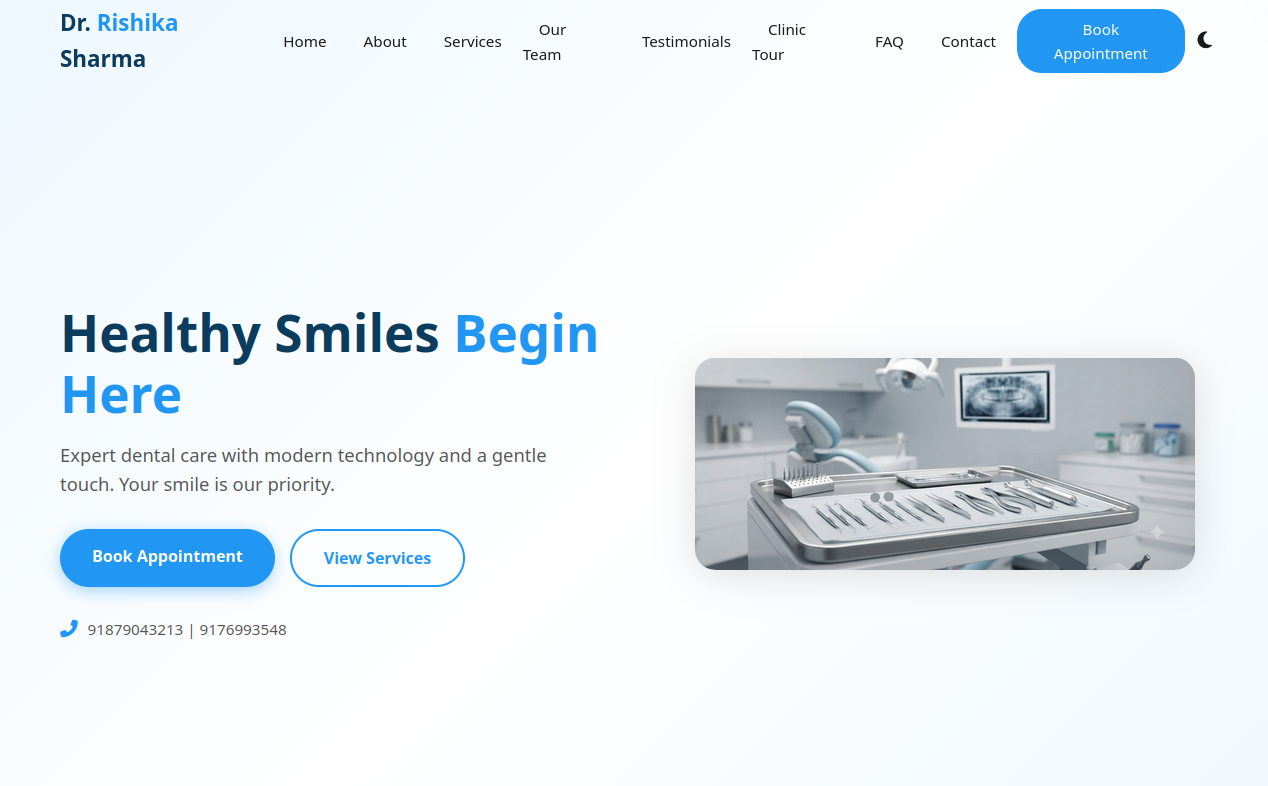 Dr. Rishika Sharma Dental Clinic website screenshot